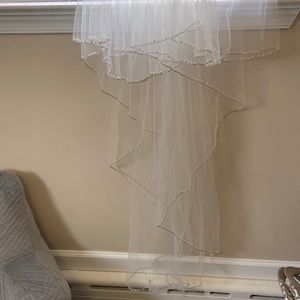 Long ivory veil with blushing